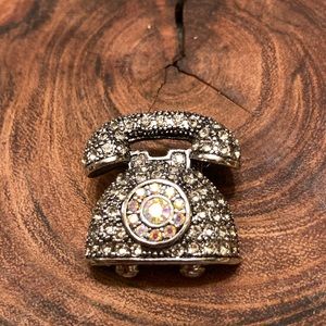 Silver and crystal telephone pin